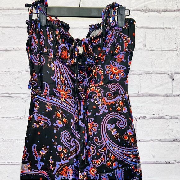WeWoreWhat Danielle Bernstein Black Paisley pull on jumpsuit jumper NWOT - Picture 7 of 15